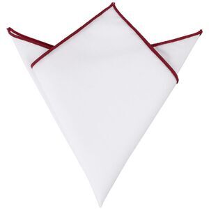 Cotton Handkerchiefs Color Contrast Trim White Pocket Squares Tuxedo Burgundy